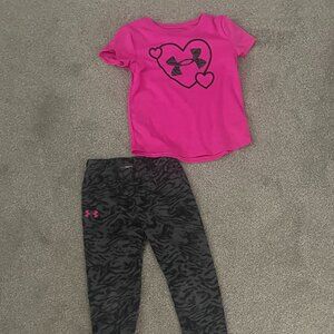 2 piece pink & camo girls top and bottom by Under Armour - girls size 6
